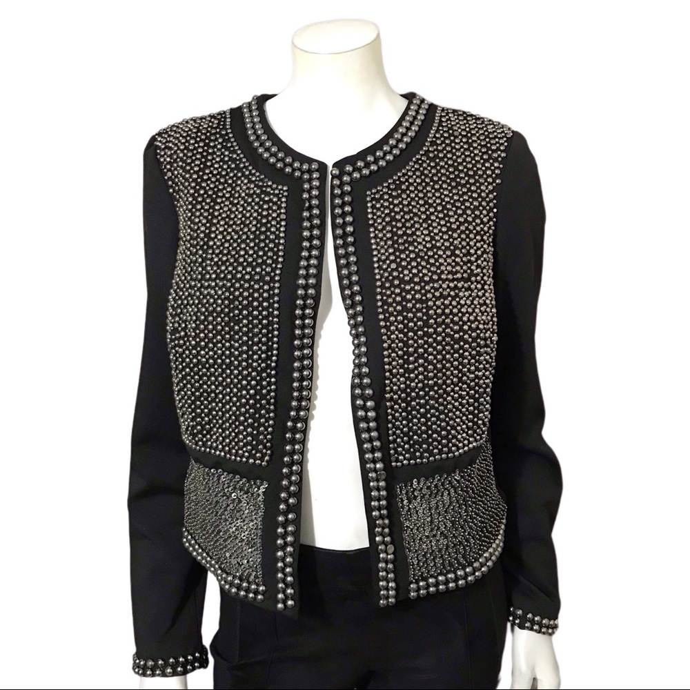 Cache Black and Silver Embellished Blazer